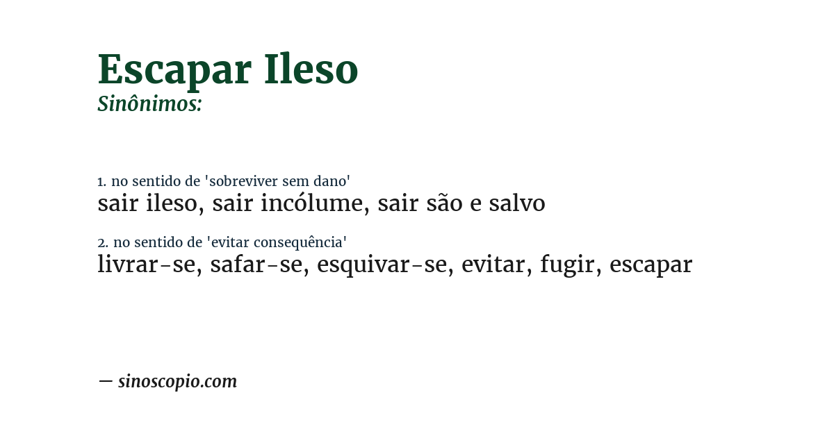 Sinônimo de escapar ileso