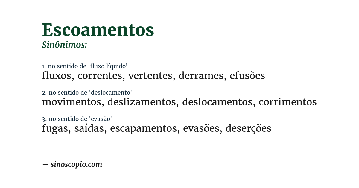 Sinônimo de escoamentos