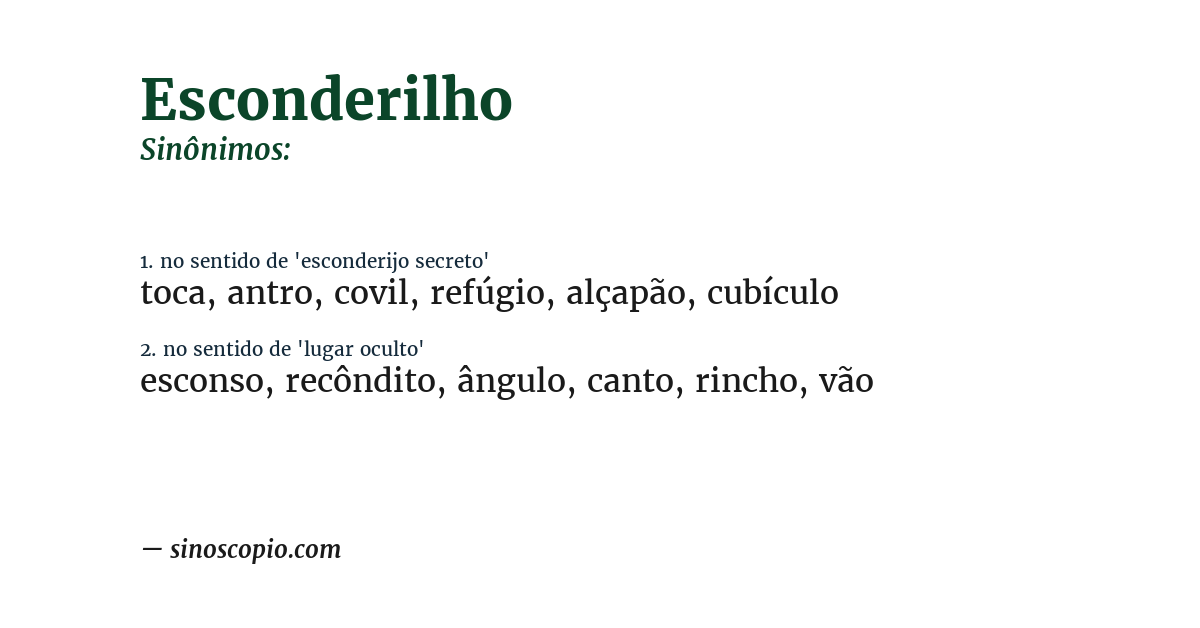 Sinônimo de esconderilho