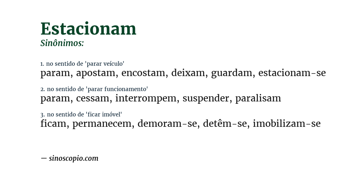Sinônimo de estacionam