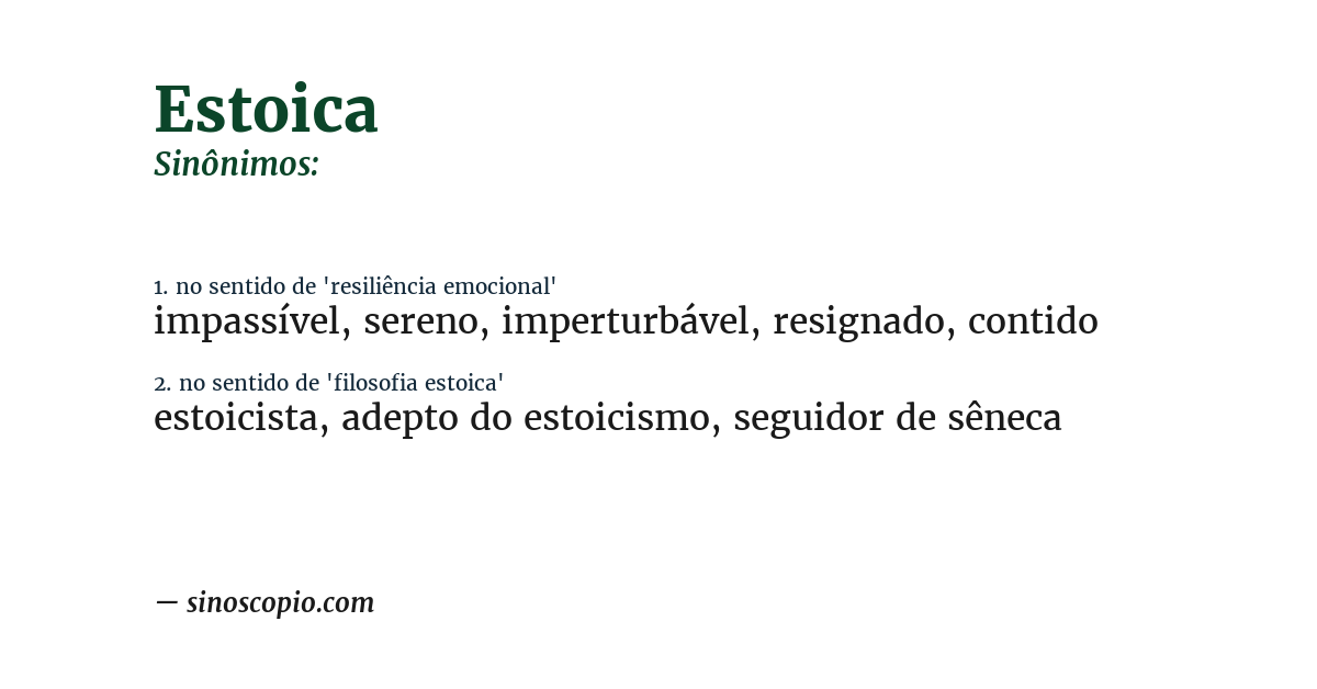 Sinônimo de estoica