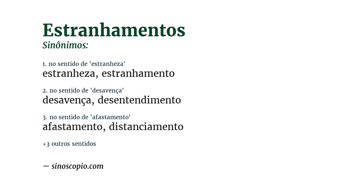 Sinônimo de estranhamentos