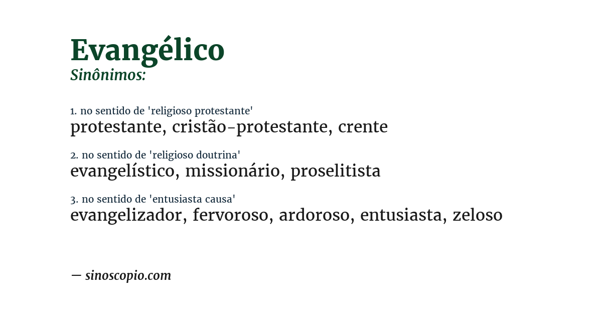 Sinônimo de evangélico