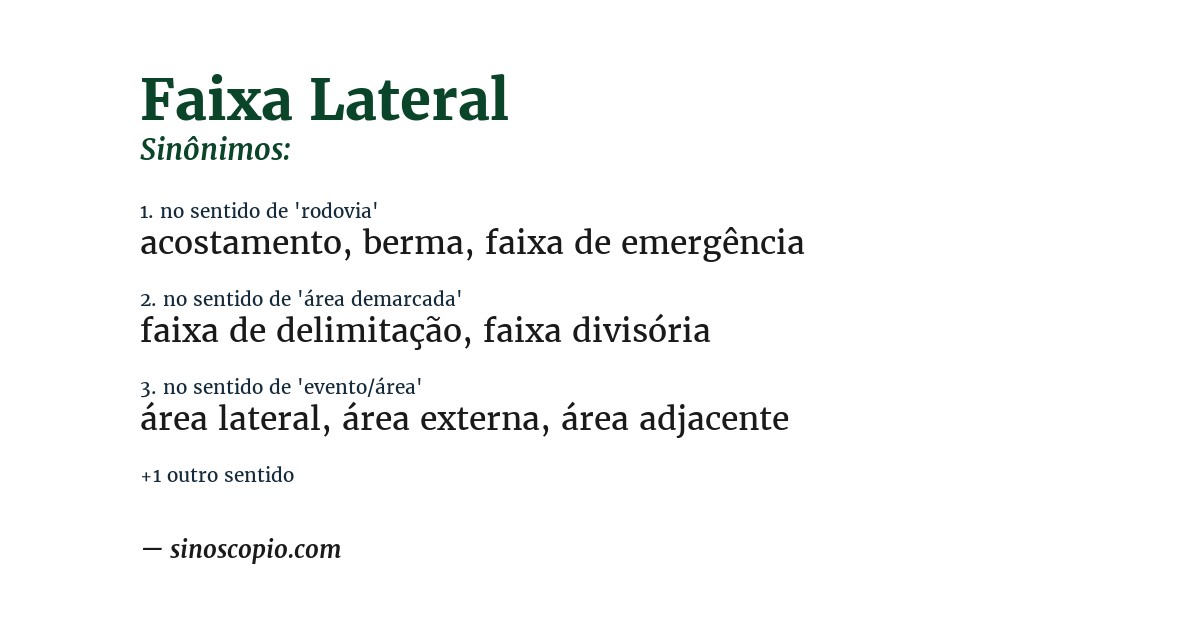 Sinônimo de faixa lateral
