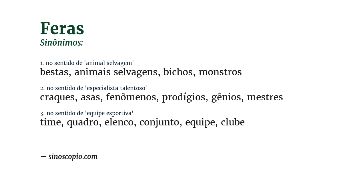 Sinônimo de feras