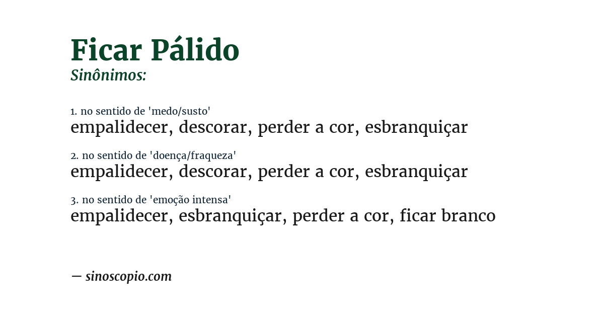 Sinônimo de ficar pálido