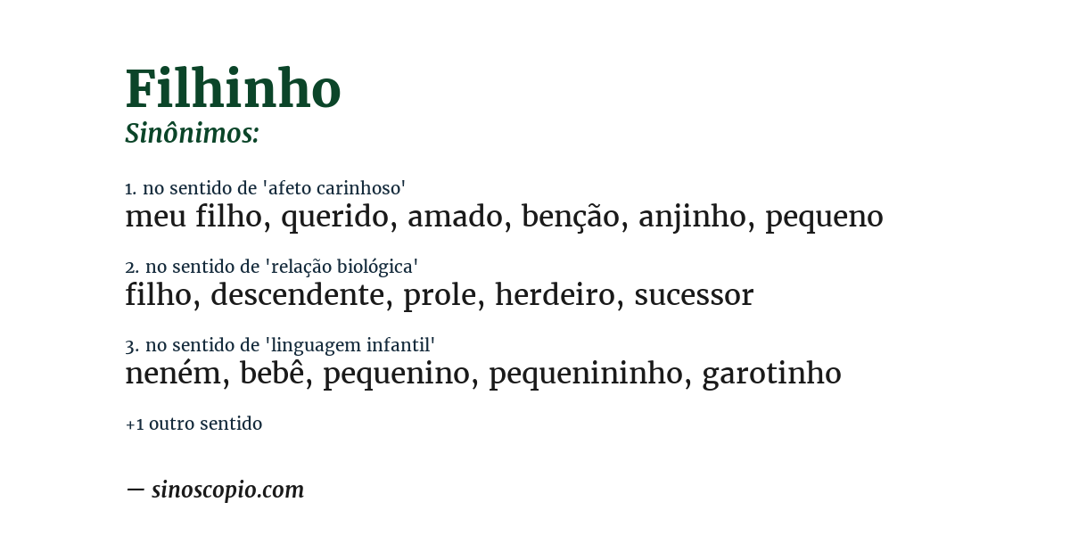 Sinônimo de filhinho