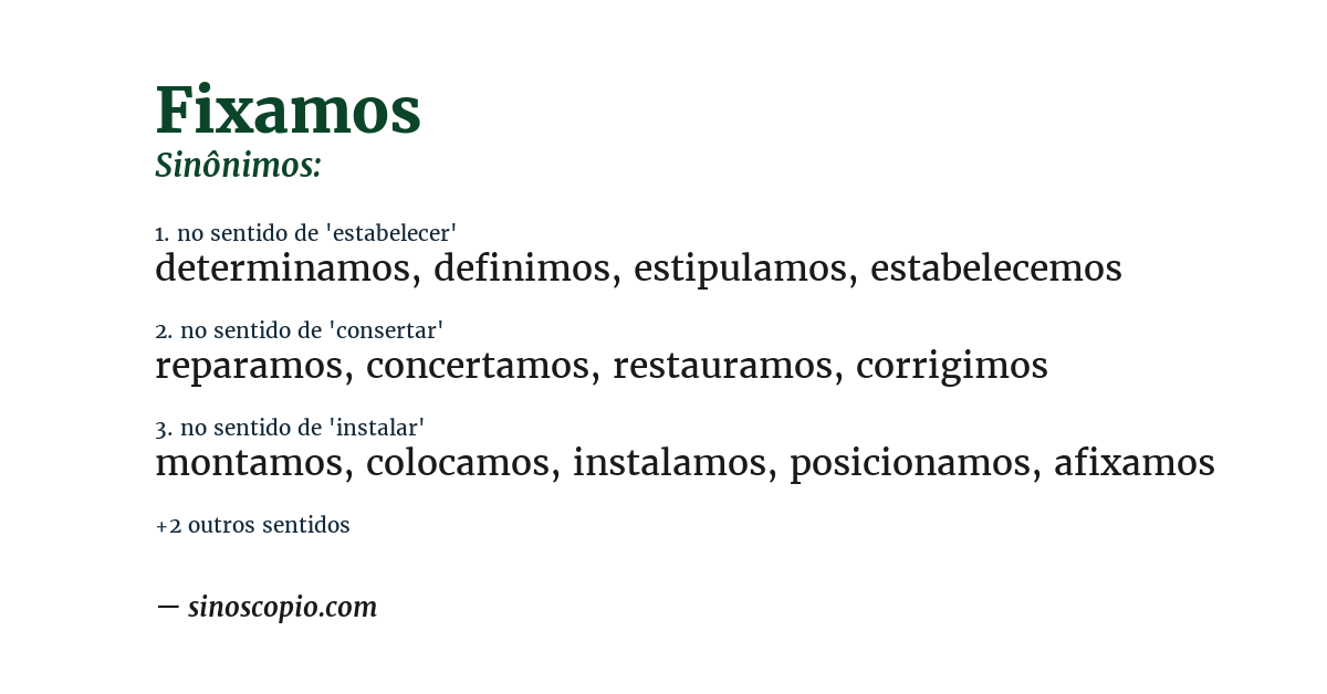 Sinônimo de fixamos