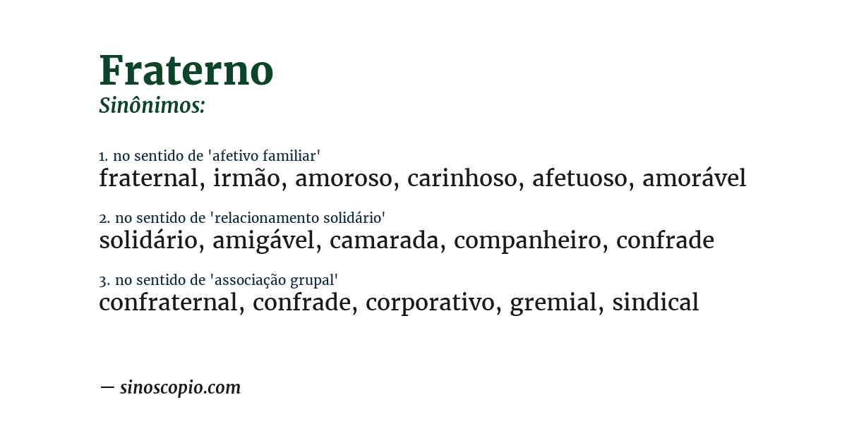 Sinônimo de fraterno