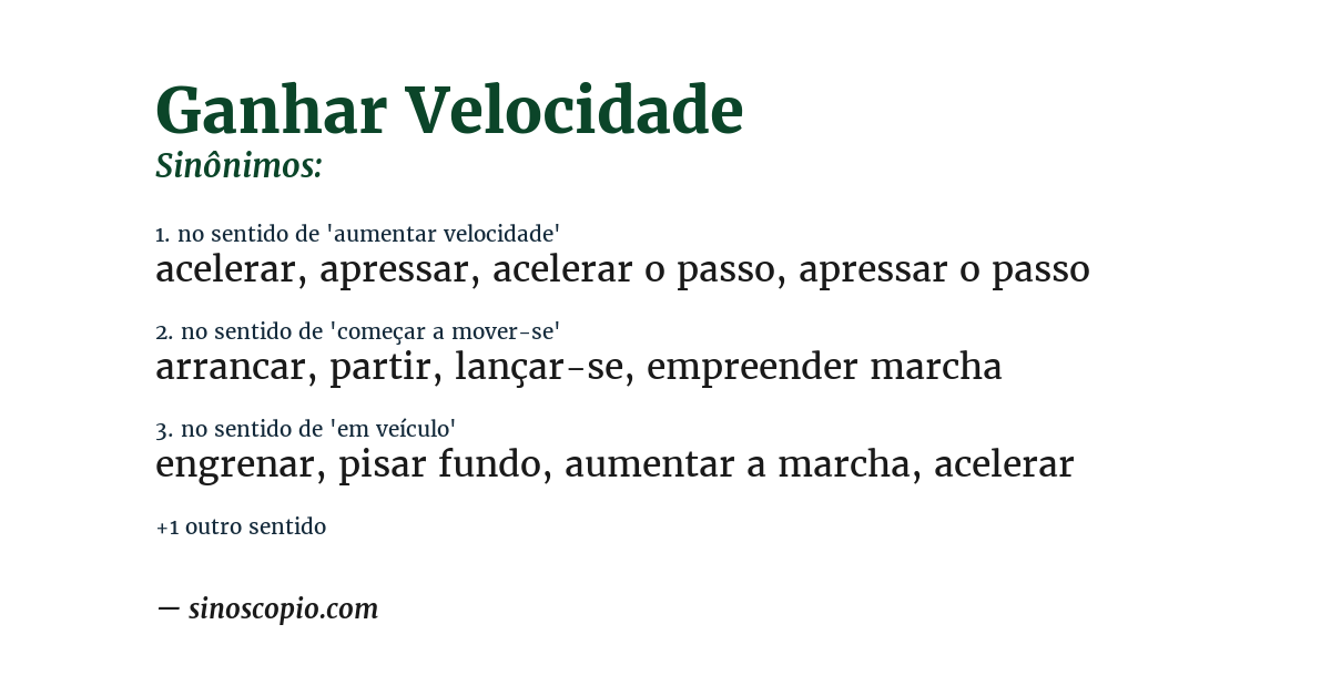 Sinônimo de ganhar velocidade