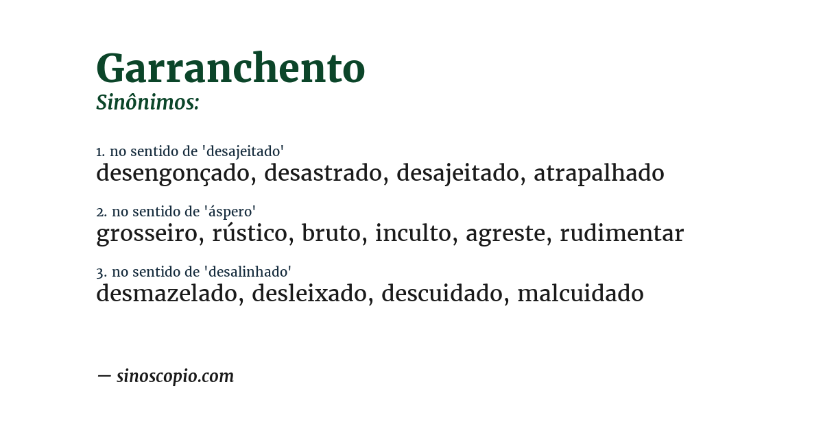 Sinônimo de garranchento
