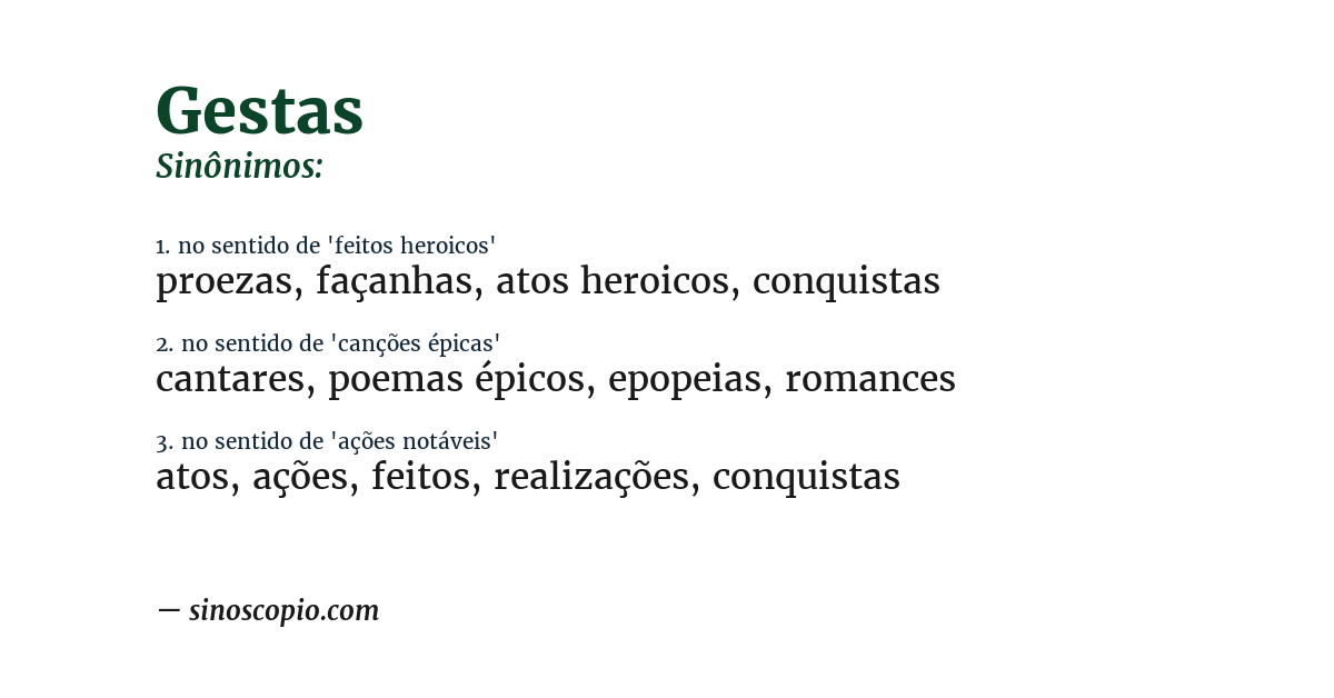 Sinônimo de gestas