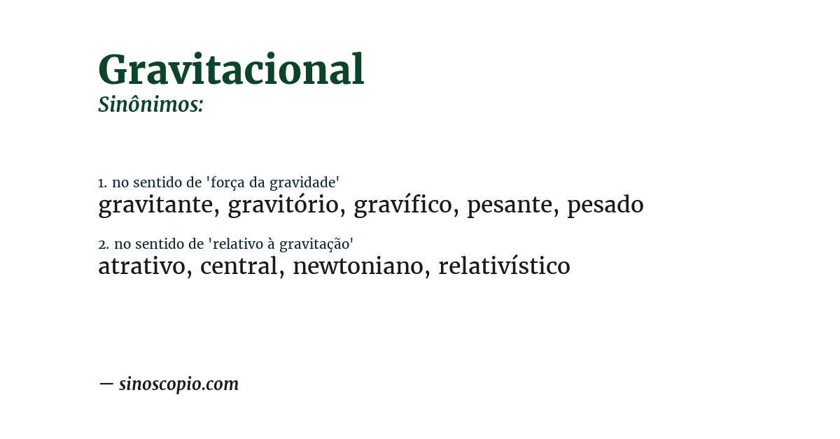 Sinônimo de gravitacional