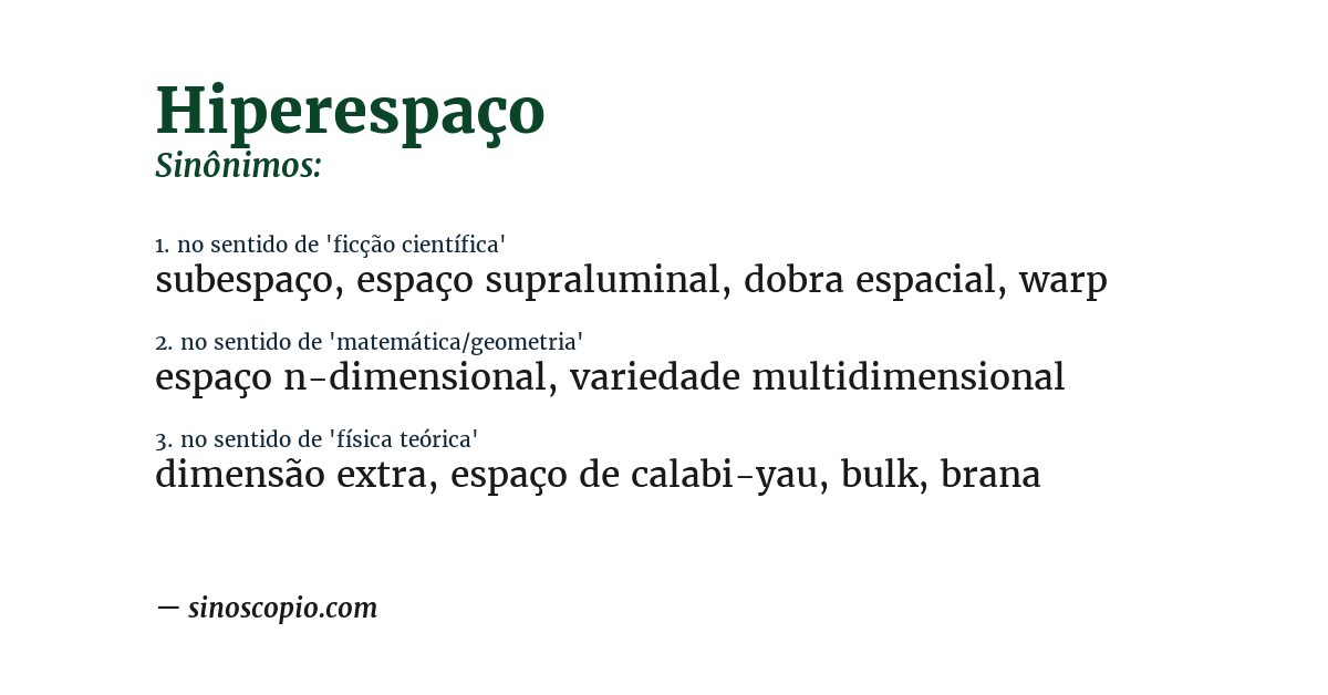 Sinônimo de hiperespaço