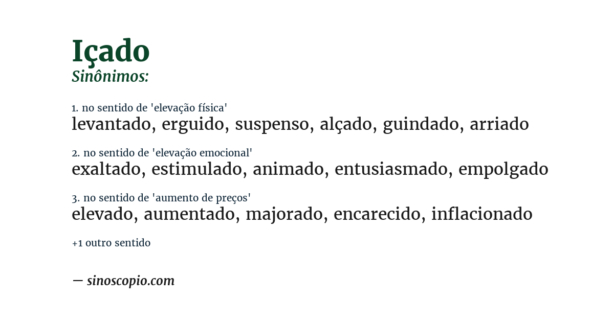 Sinônimo de içado