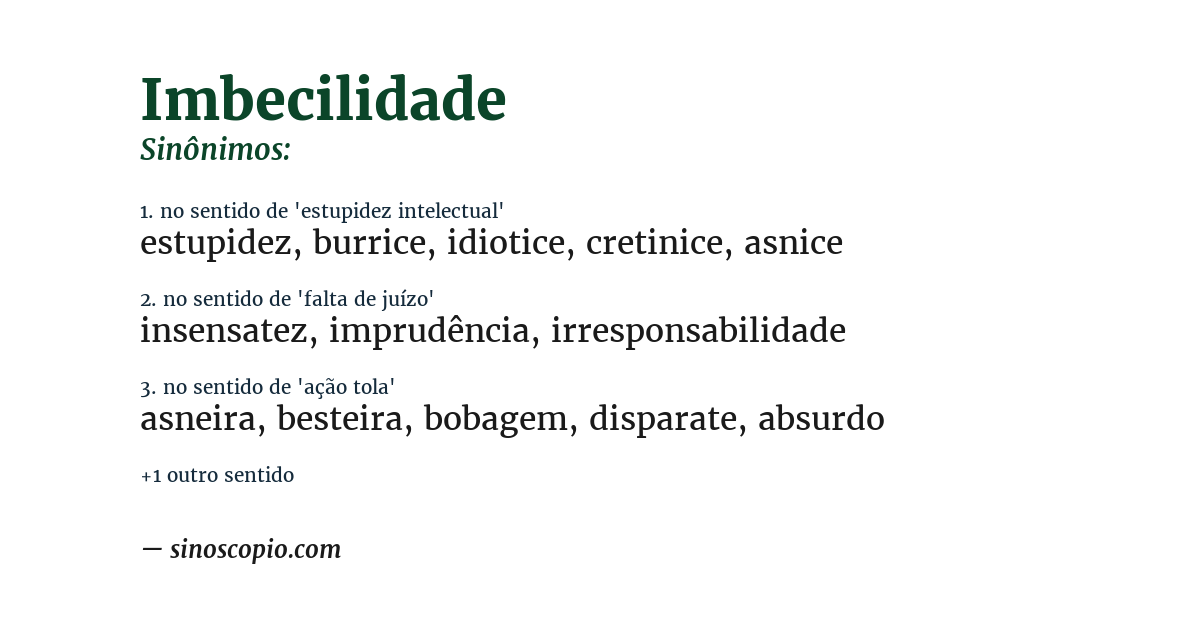 Sinônimo de imbecilidade