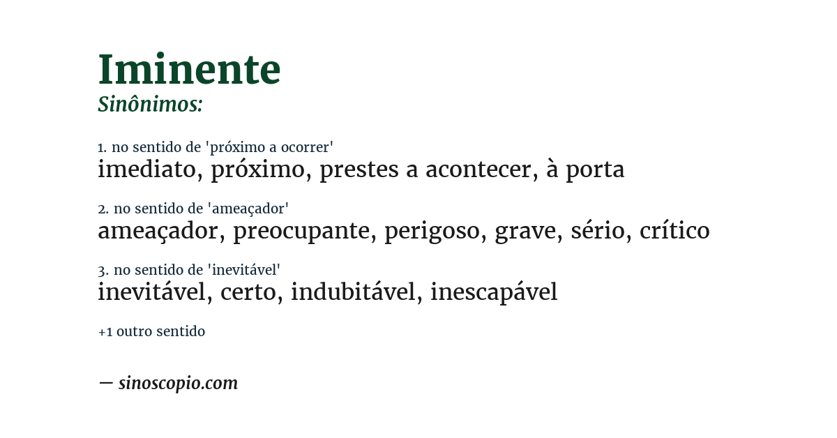 Sinônimo de iminente