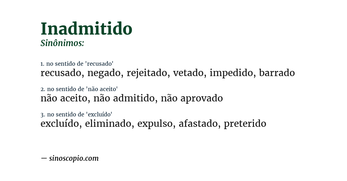 Sinônimo de inadmitido