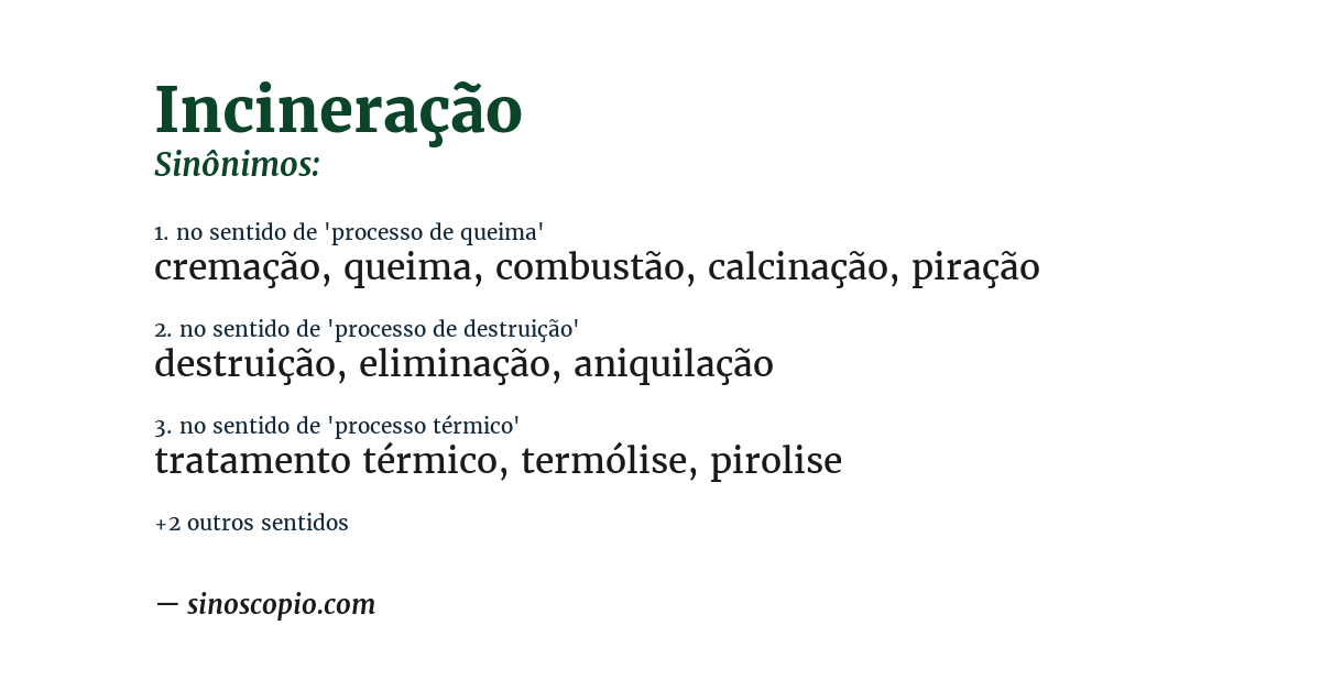 Sinônimo de incineração