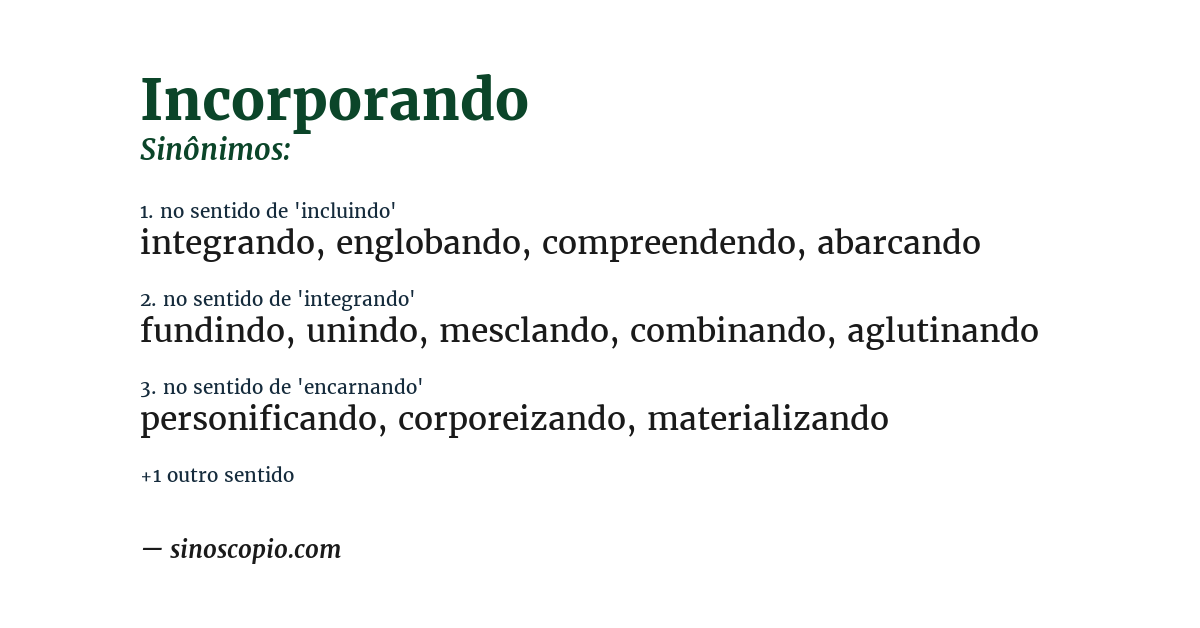 Sinônimo de incorporando