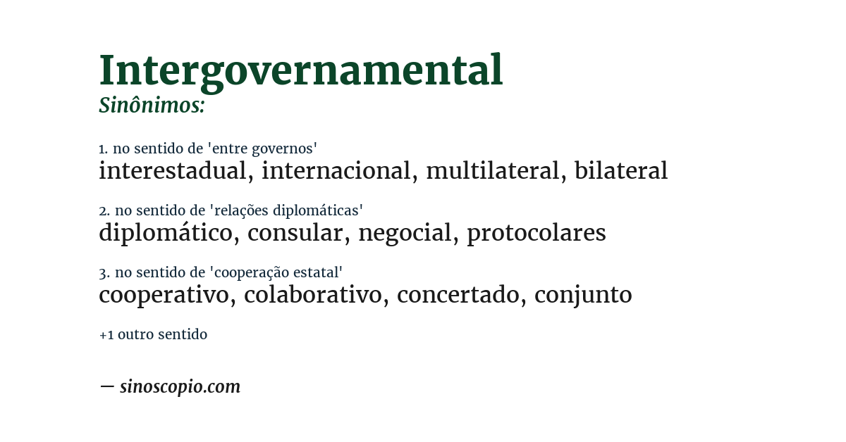 Sinônimo de intergovernamental