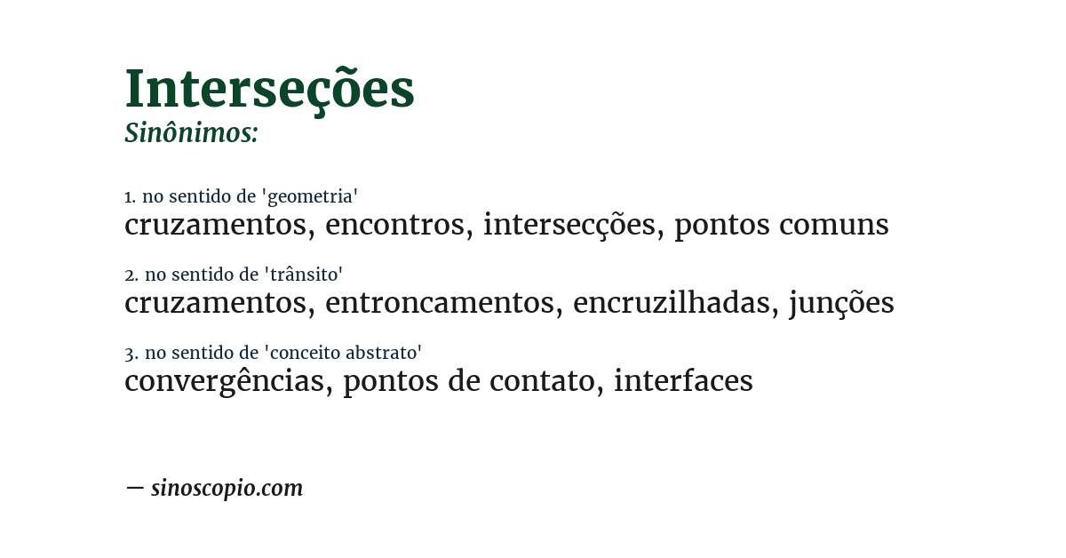 Sinônimo de interseções