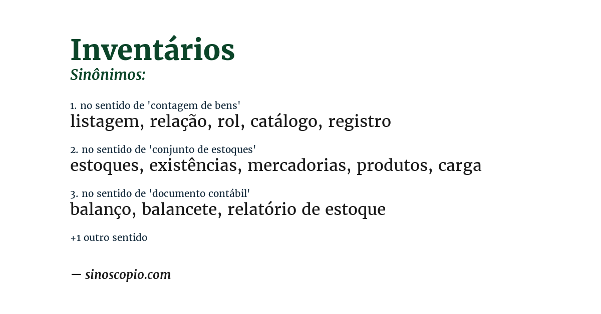 Sinônimo de inventários