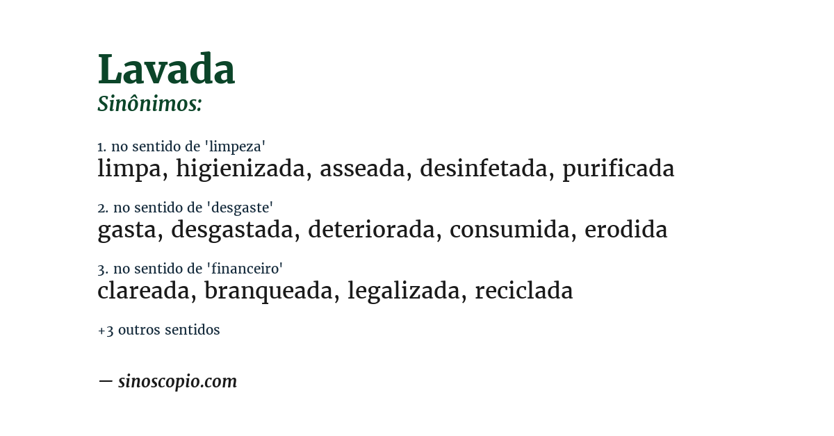 Sinônimo de lavada