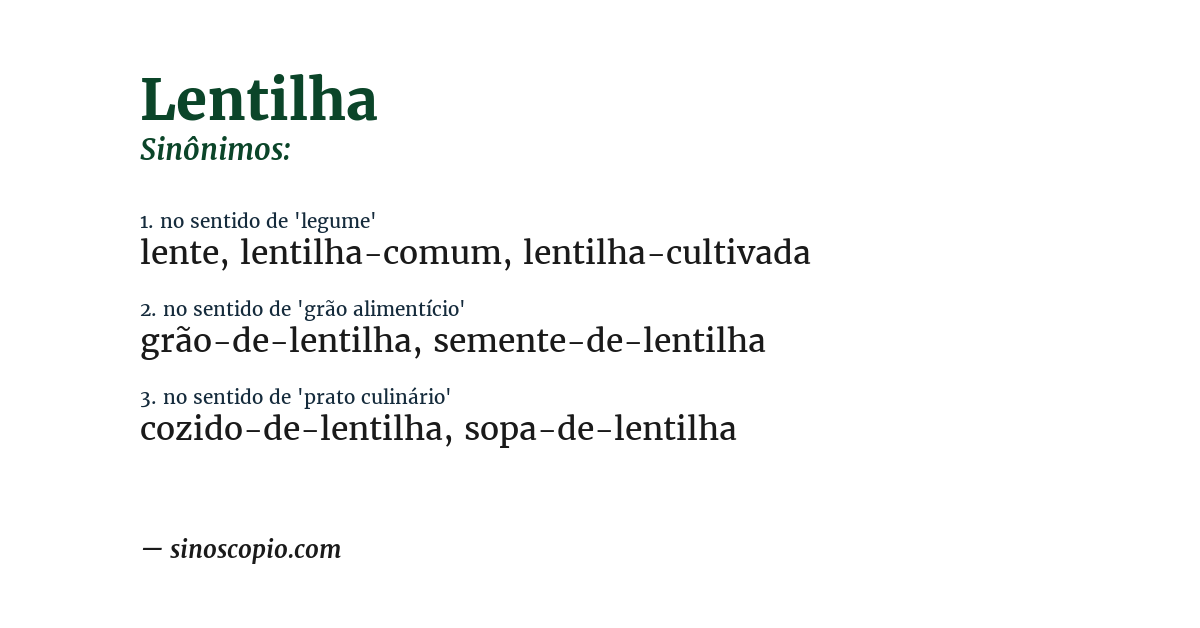 Sinônimo de lentilha