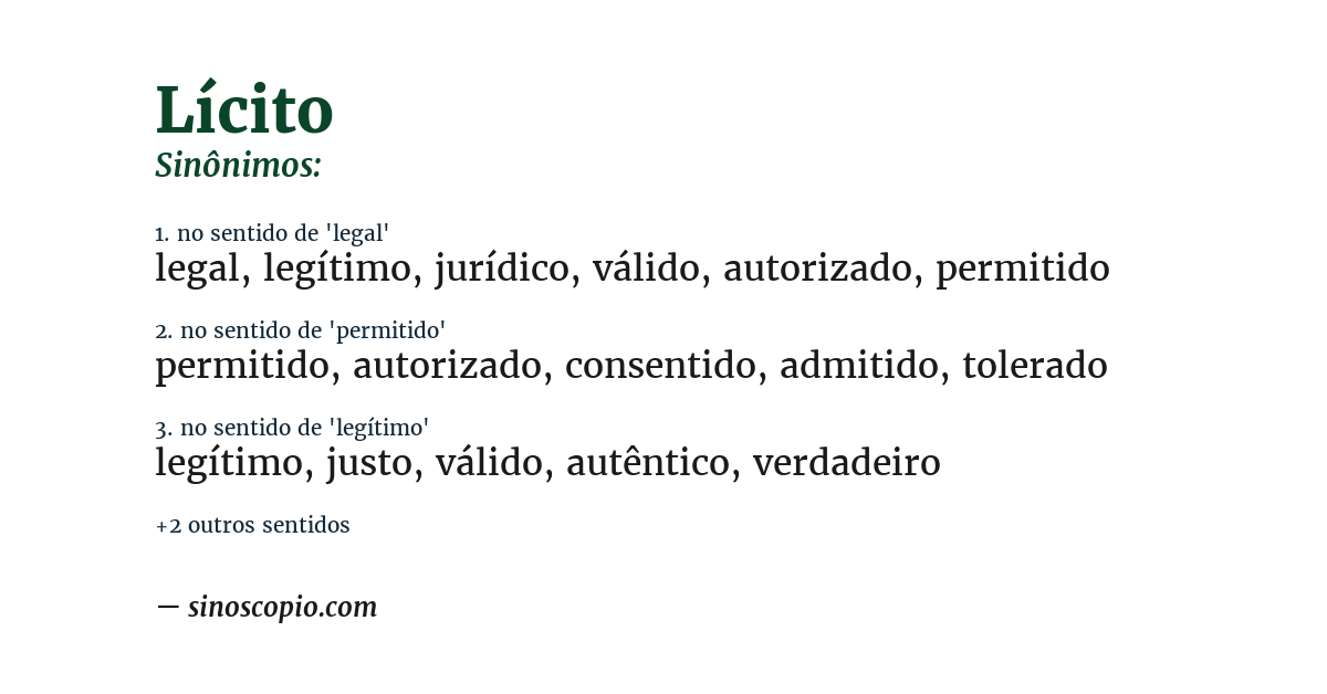 Sinônimo de lícito