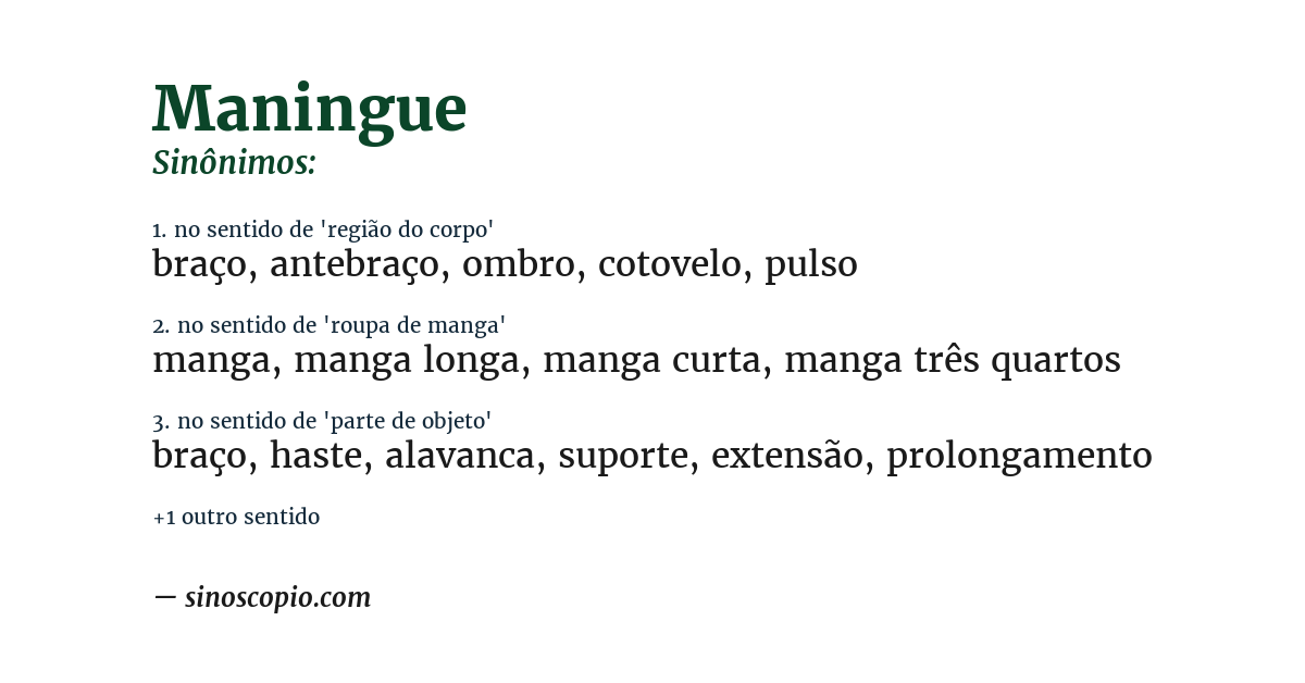 Sinônimo de maningue