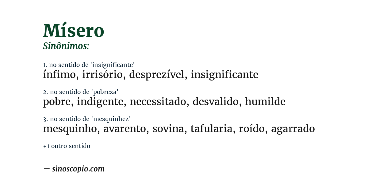 Sinônimo de mísero