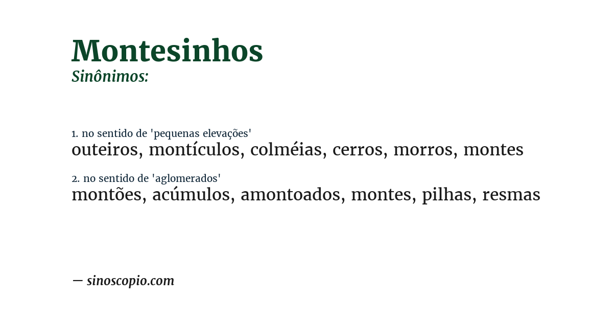 Sinônimo de montesinhos