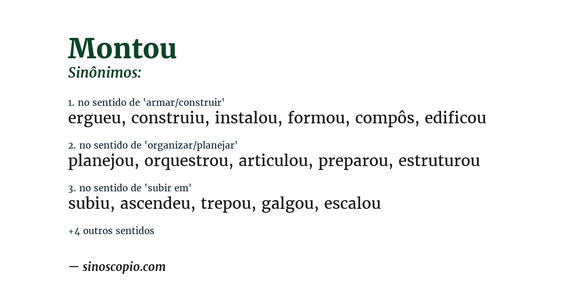 Sinônimo de montou