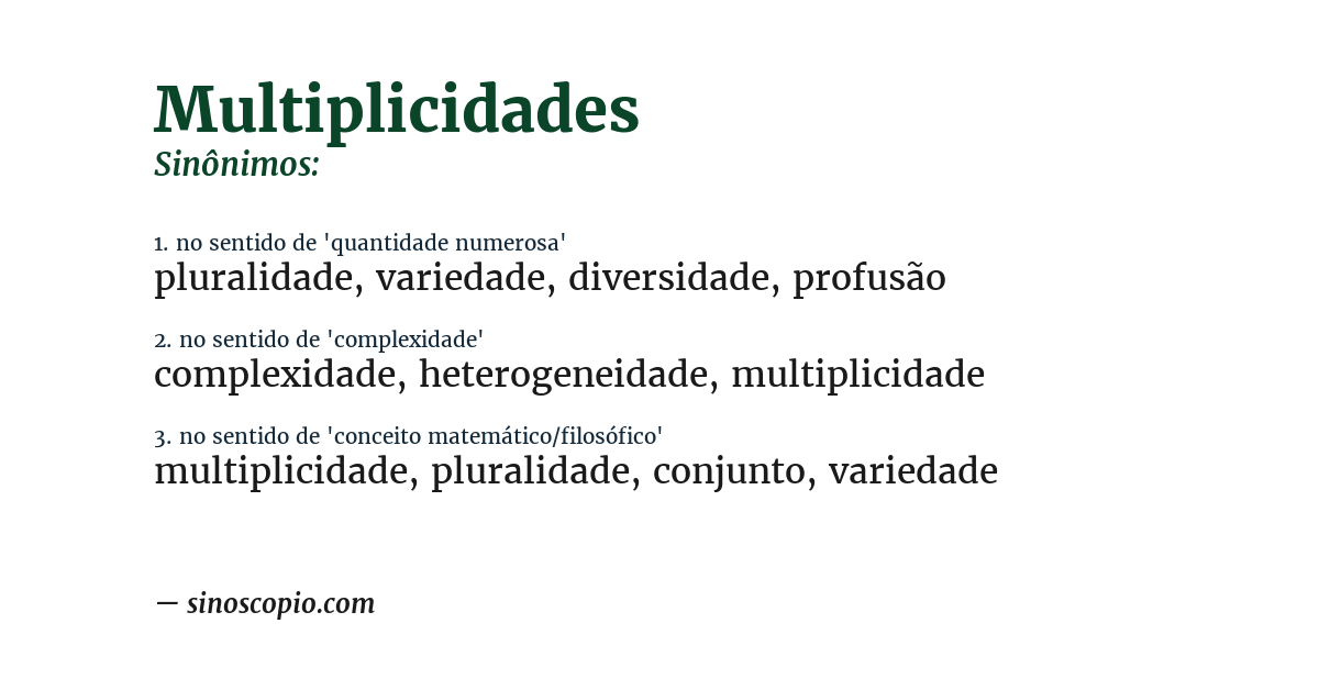Sinônimo de multiplicidades