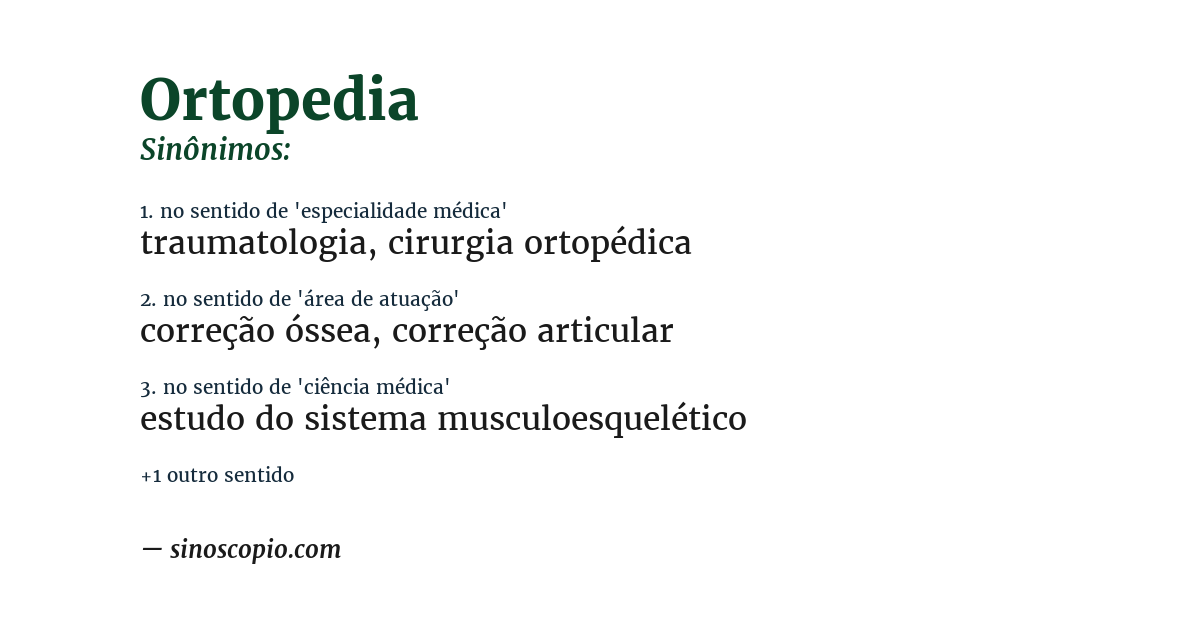 Sinônimo de ortopedia