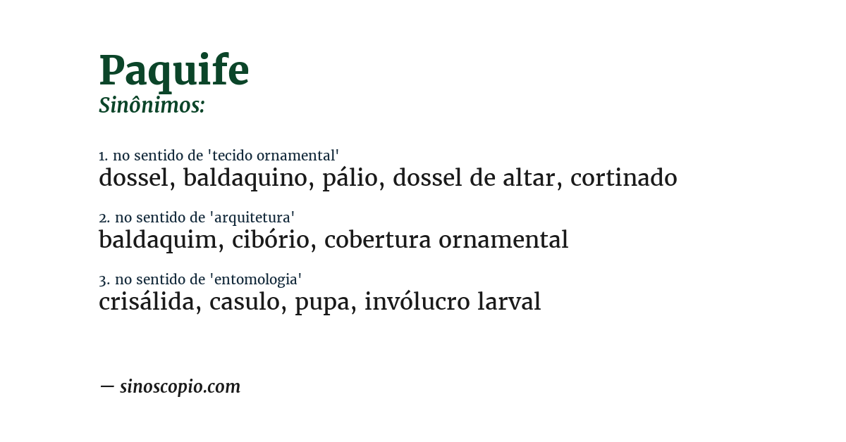 Sinônimo de paquife