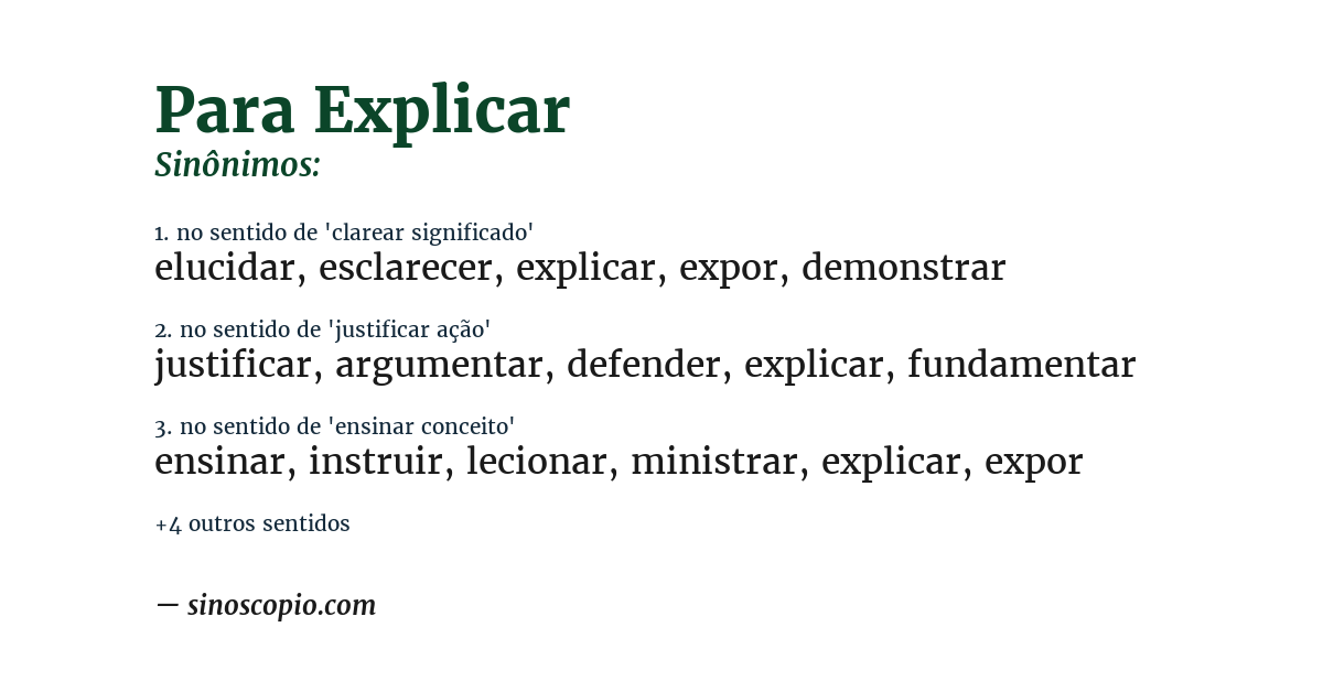 Sinônimo de para explicar