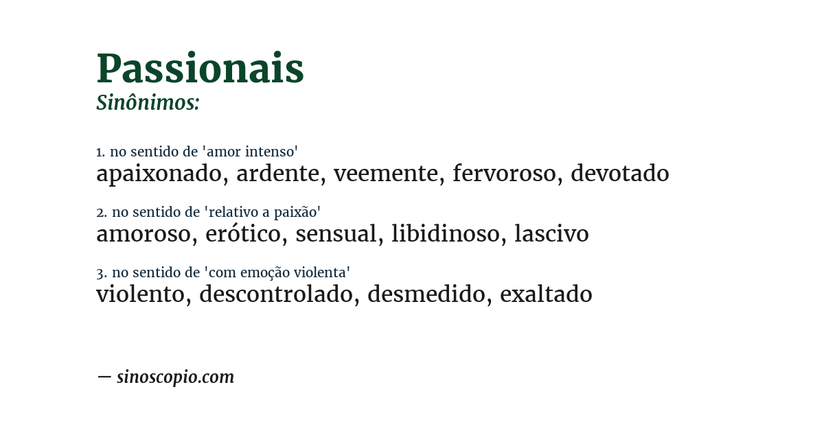 Sinônimo de passionais