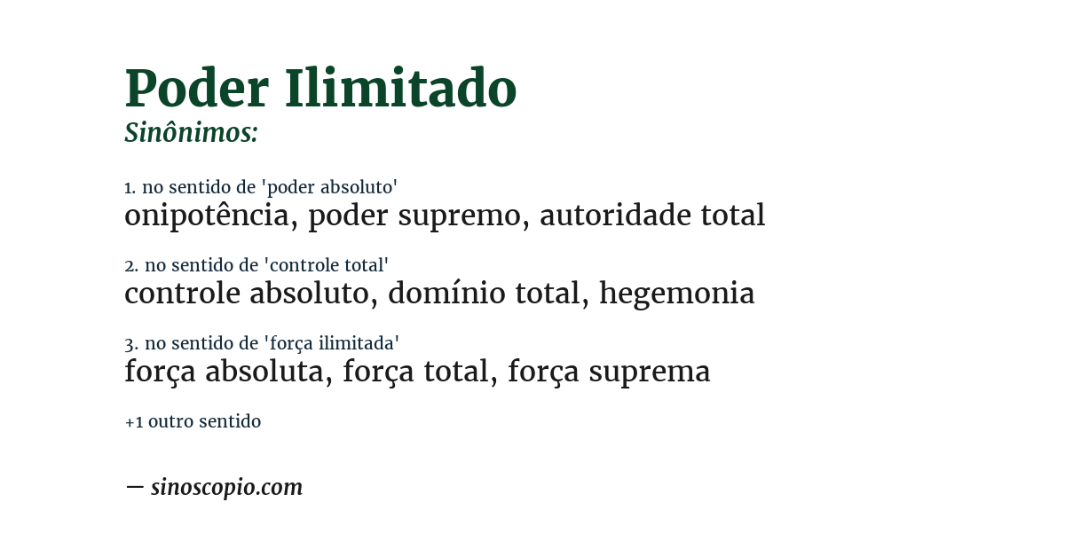 Sinônimo de poder ilimitado