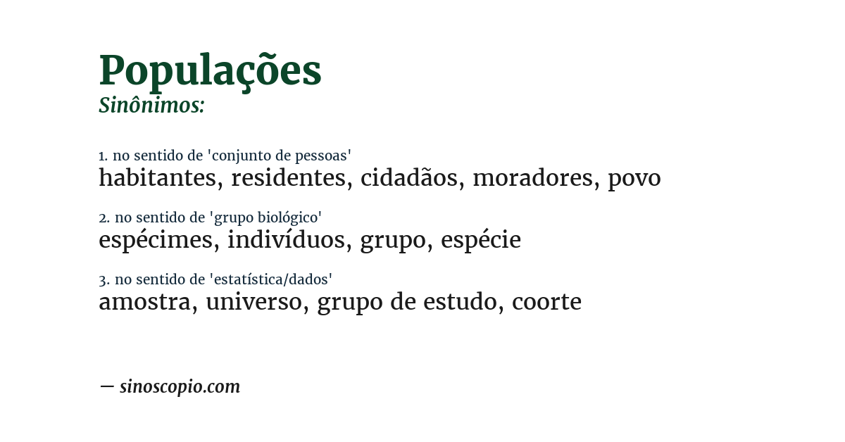Sinônimo de populações