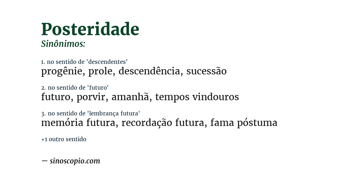 Sinônimo de posteridade