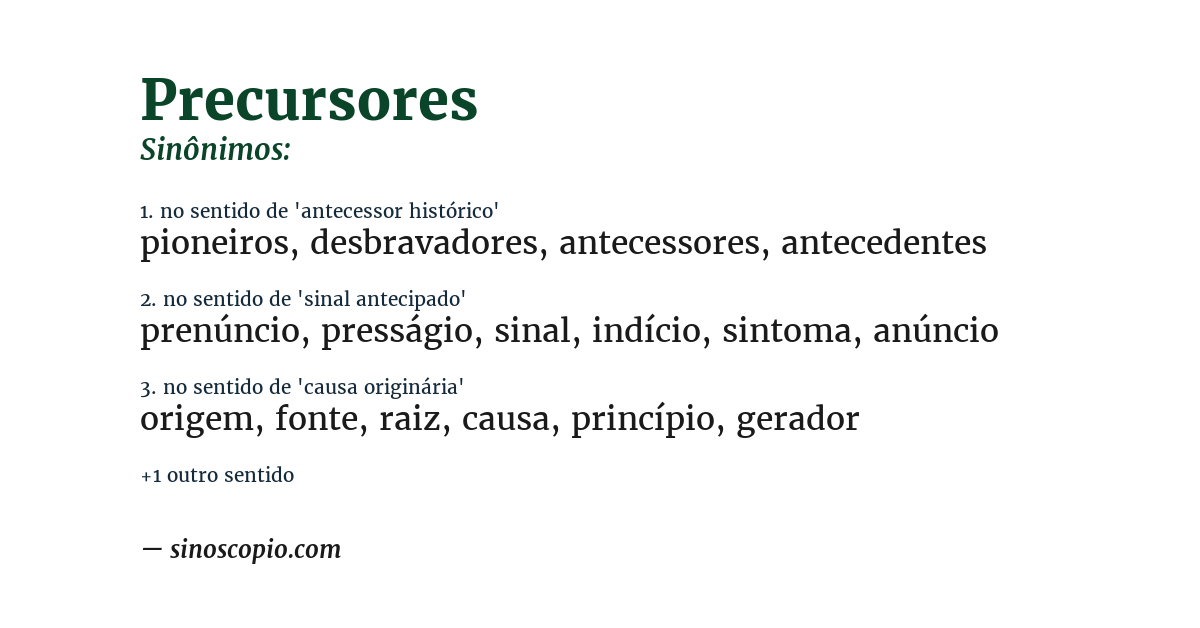Sinônimo de precursores
