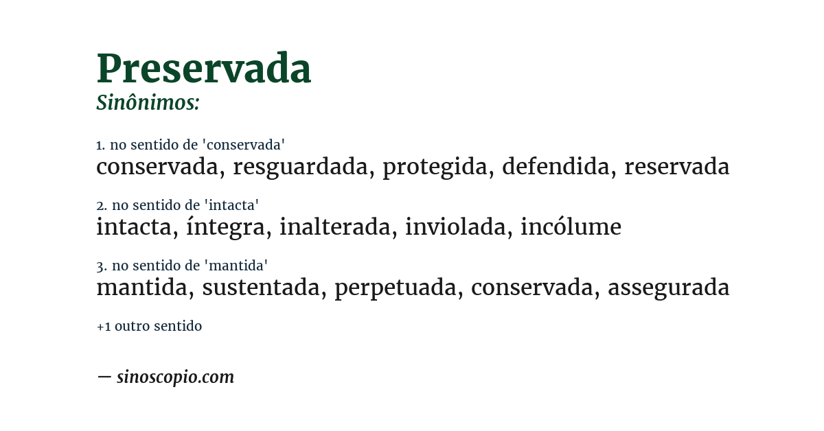 Sinônimo de preservada