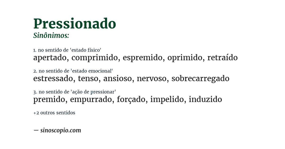 Sinônimo de pressionado
