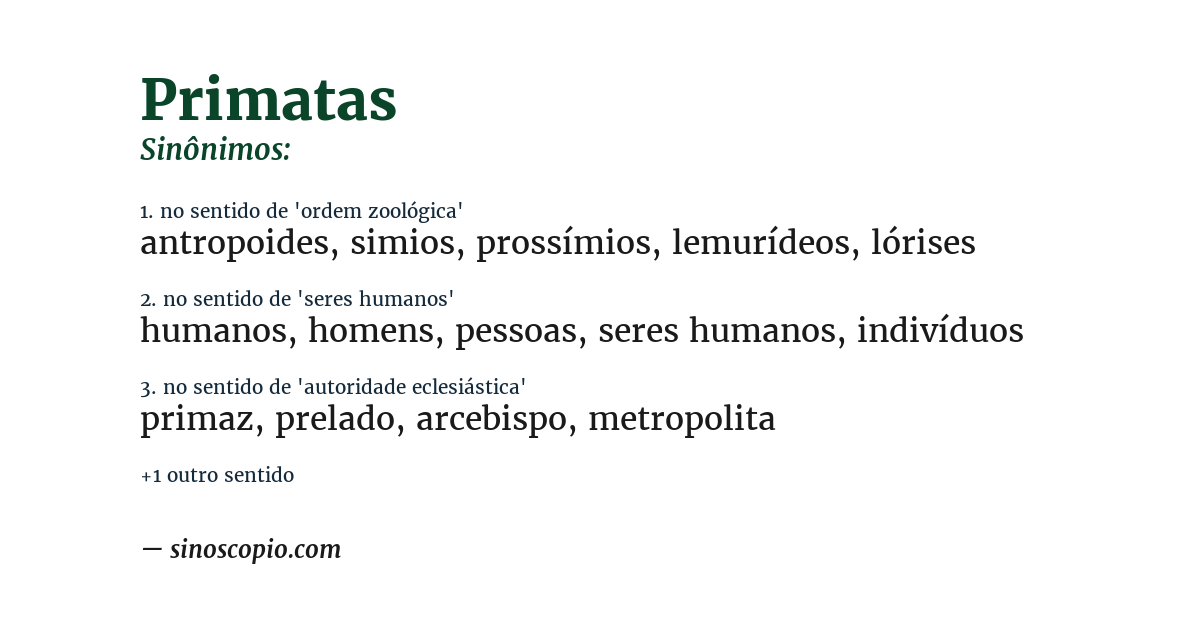 Sinônimo de primatas