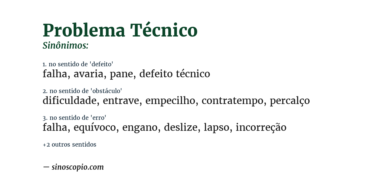 Sinônimo de problema técnico