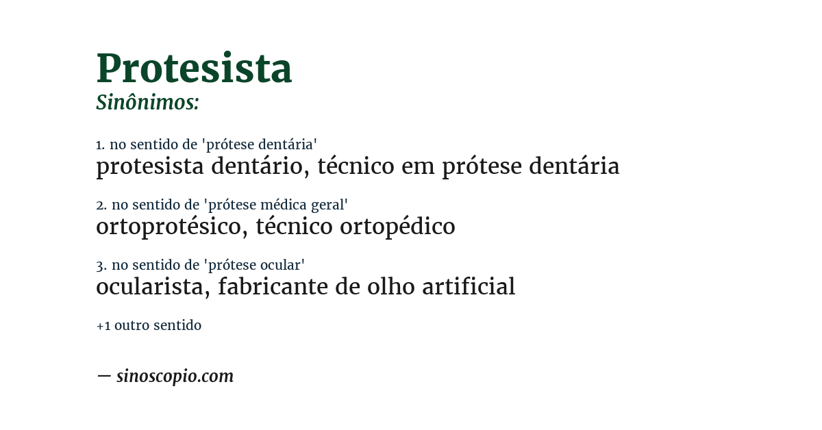 Sinônimo de protesista