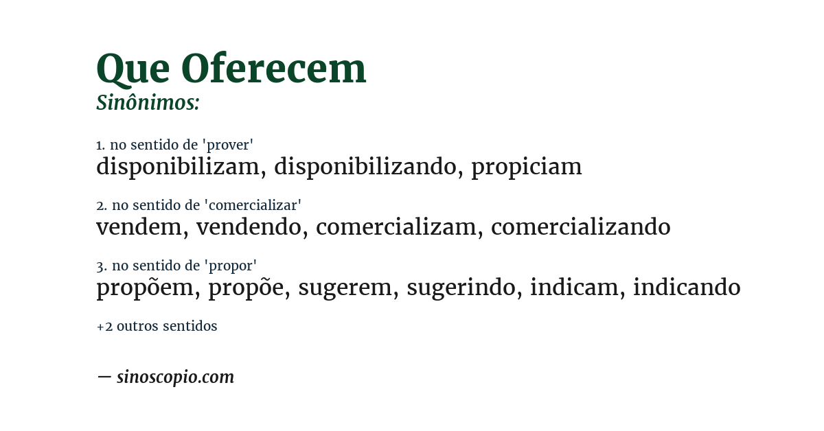 Sinônimo de que oferecem