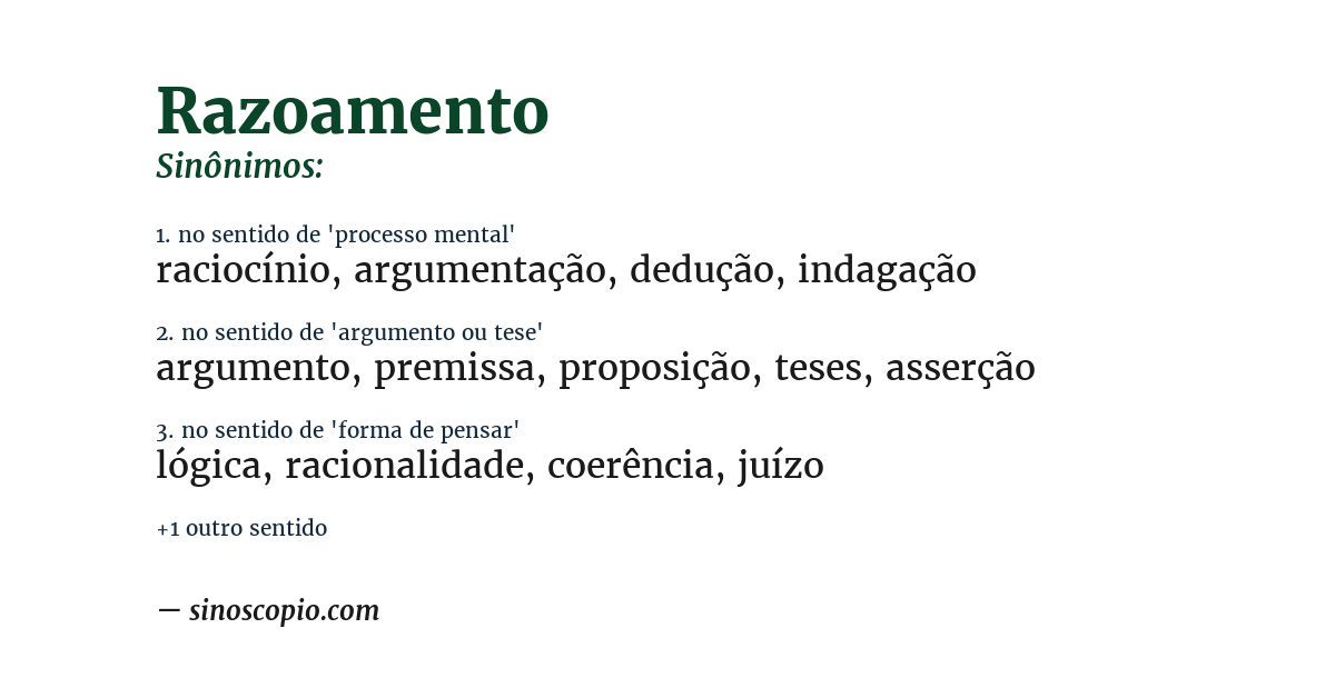 Sinônimo de razoamento